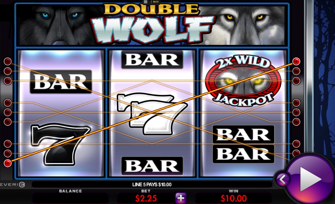 Screenshot of Double Wolf slot from MultiMedia Games