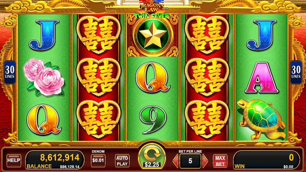 Screenshot of Dragon's Law slot from Konami