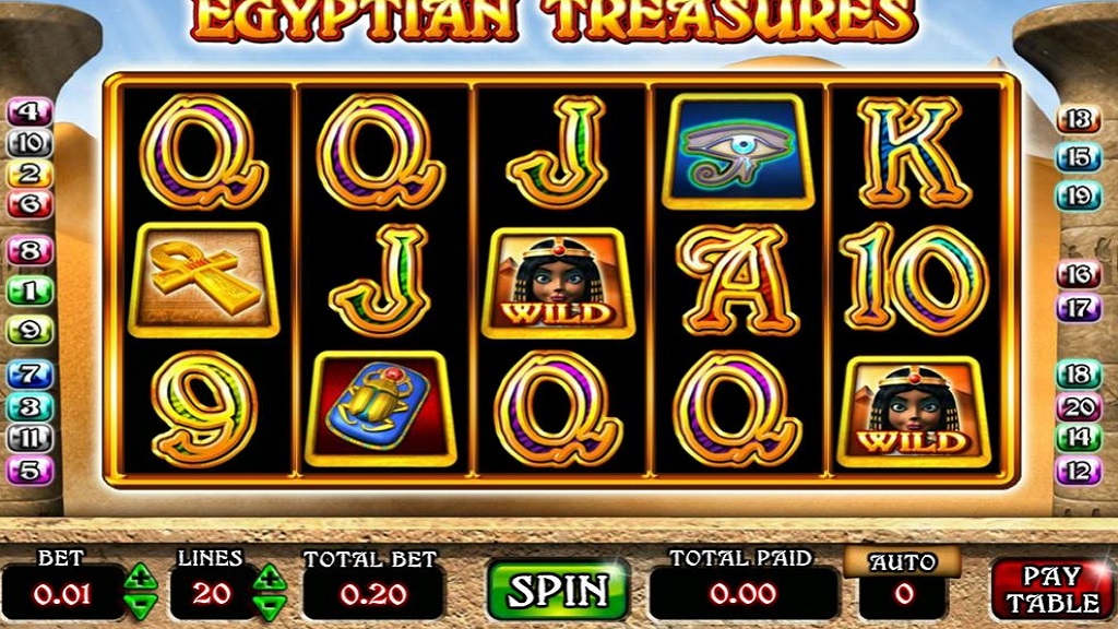 Screenshot of Egyptian Treasures slot from Mazooma