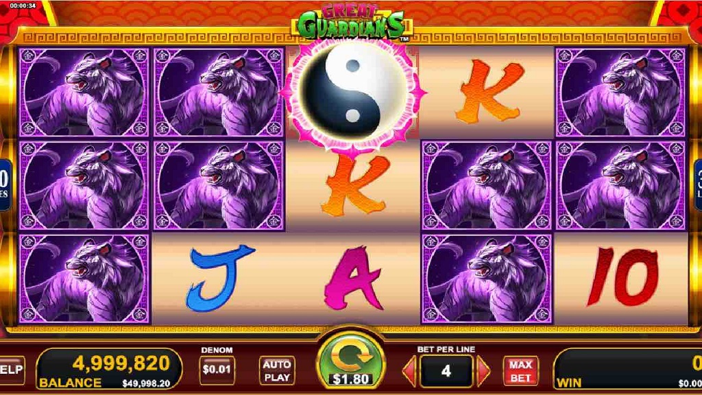 Screenshot of Great Guardians slot from Konami