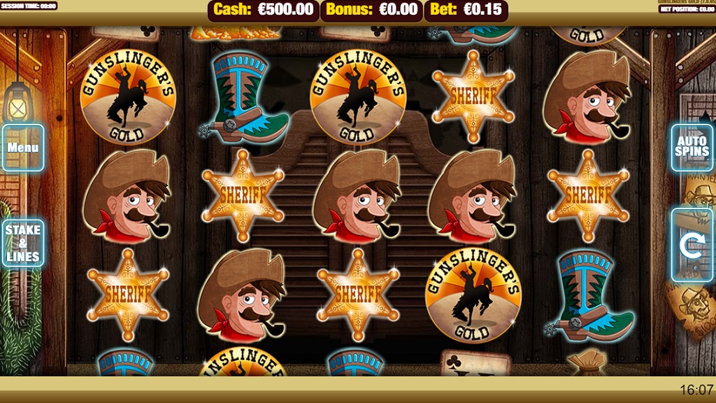 Screenshot of Gunslingers Gold slot from Nektan