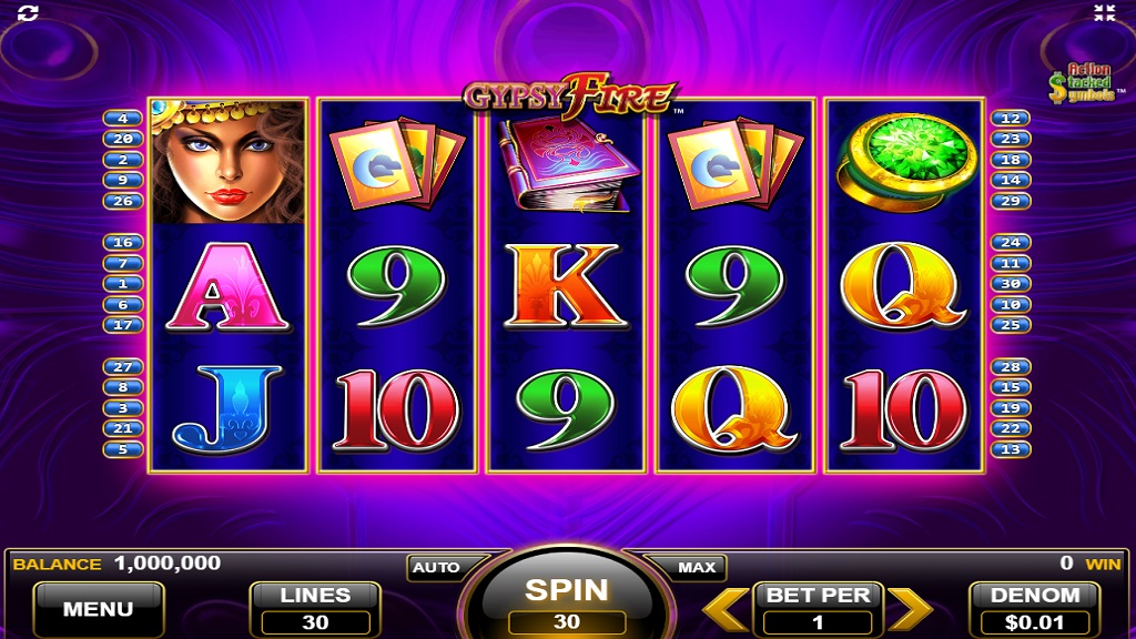 Screenshot of Gypsy Fire slot from Konami