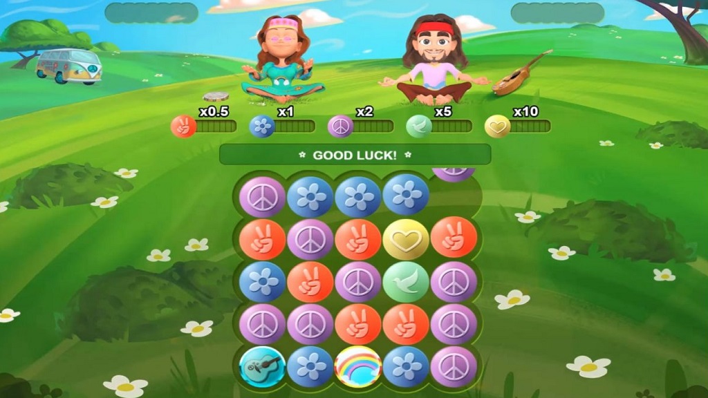 Screenshot of Hippie Days slot from Skillz Gaming