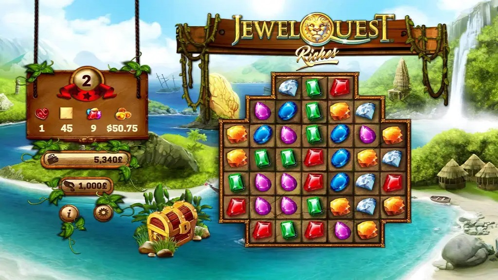 Screenshot of Jewel Quest Riches slot from OldSkoolStudios