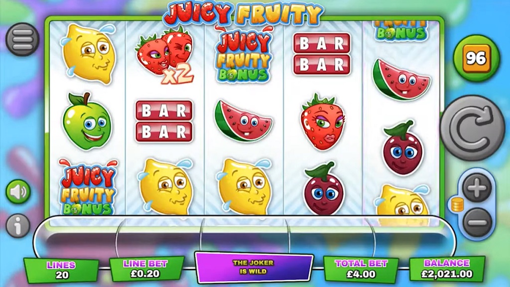Screenshot of Juicy Fruity slot from MutuelPlay