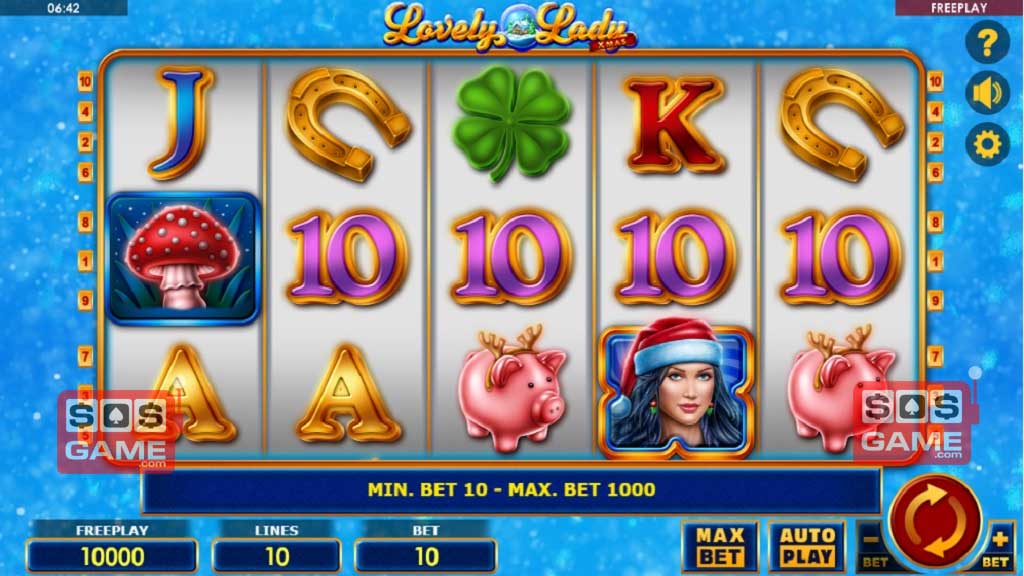 Screenshot of Lovely Lady Xmas slot from Amanet