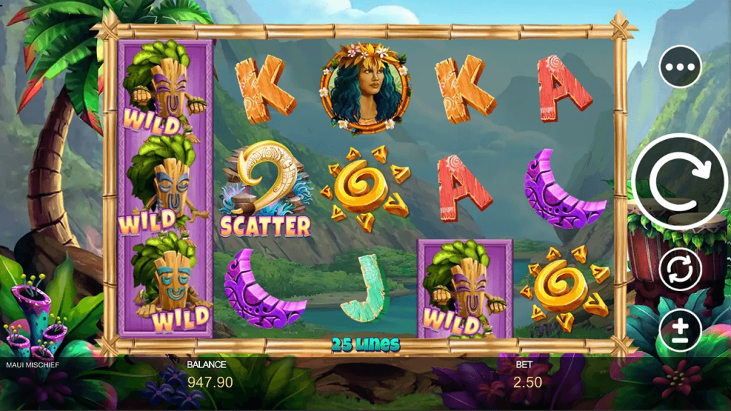 Screenshot of Maui Mischief slot from OldSkoolStudios