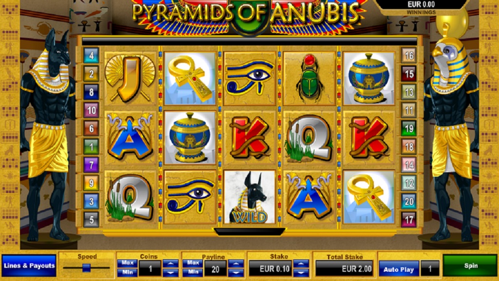 Screenshot of Pyramids of Anubis slot from Ho Gaming