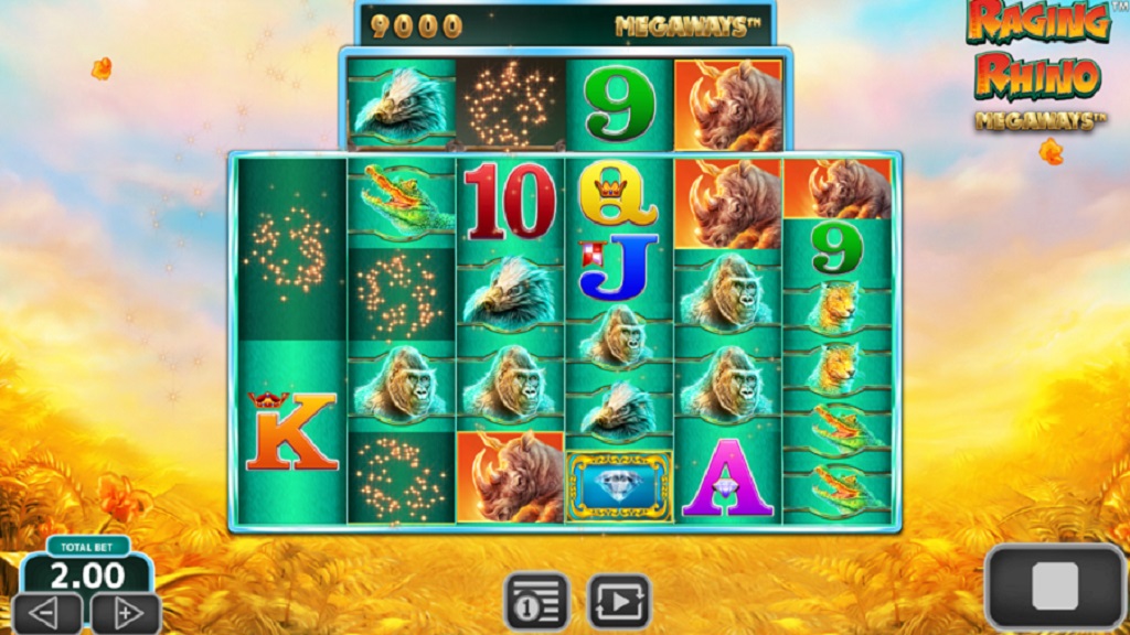 Screenshot of Raging Rhino Megaways slot from Red 7