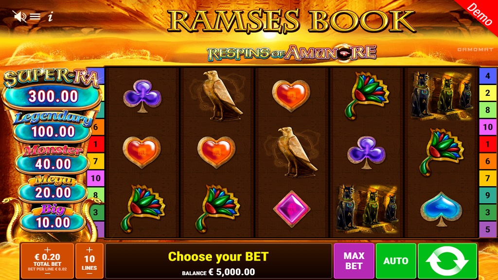 Screenshot of Ramses Book Respins of Amun-Re slot from Gamomat