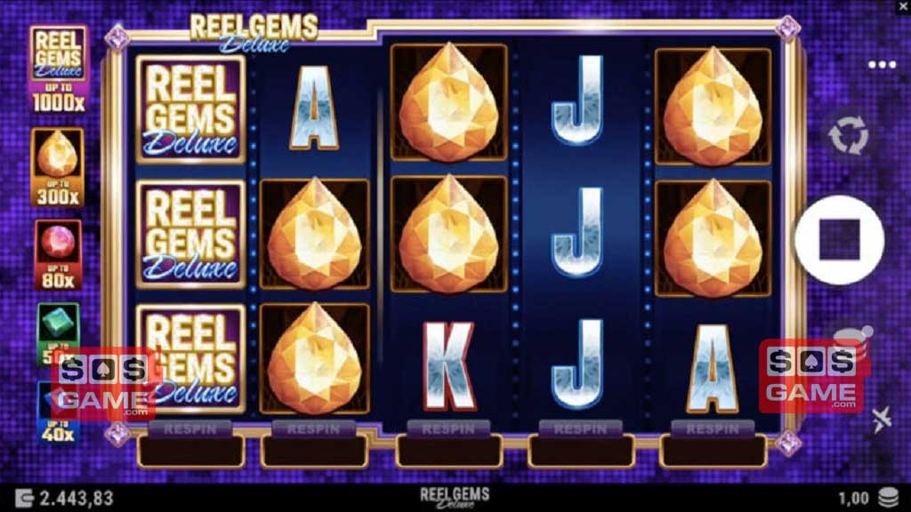Screenshot of Reel Gems Deluxe slot from Alchemy