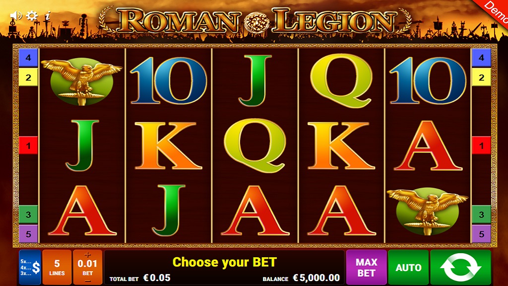 Screenshot of Roman Legion slot from Gamomat