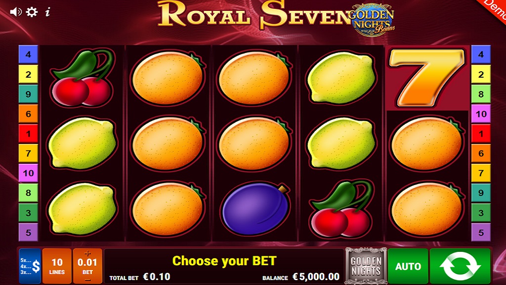 Screenshot of Royal Seven Golden Nights slot from Gamomat
