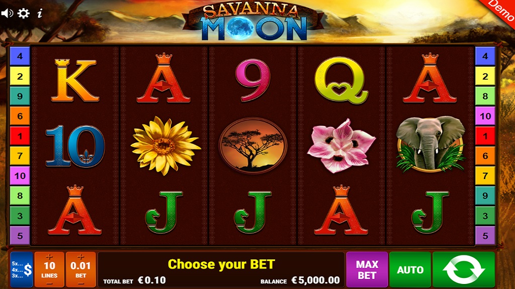 Screenshot of Savanna Moon slot from Gamomat