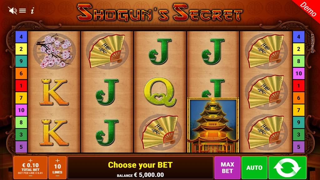 Screenshot of Shogun's Secret slot from Gamomat