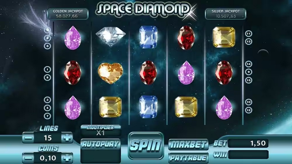 Screenshot of Space Diamond slot from Tuko