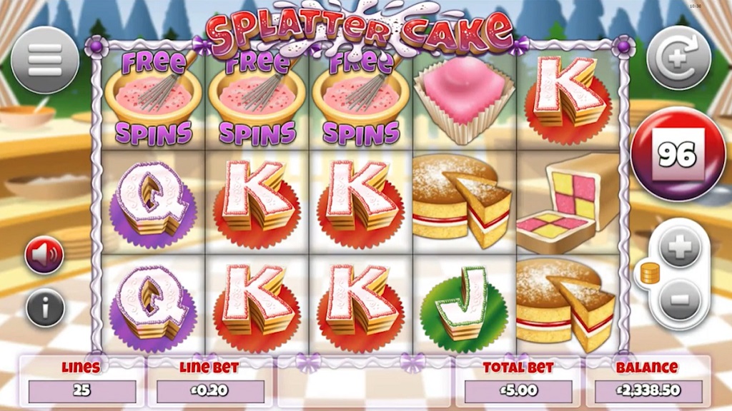 Screenshot of Splatter Cake slot from MutuelPlay