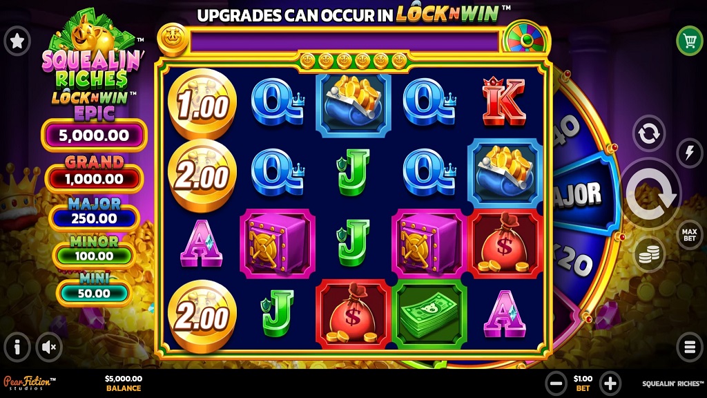 Screenshot of Squealin Riches slot from PearFiction