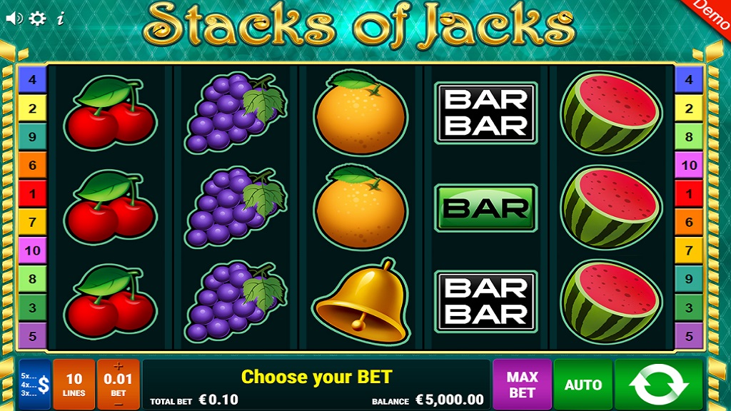 Screenshot of Stacks of Jacks slot from Gamomat