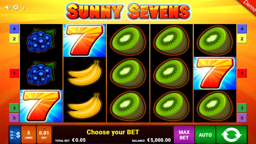 Screenshot of Sunny Sevens slot from Gamomat