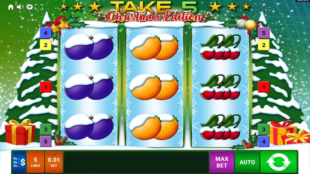 Screenshot of Take 5 Christmas Edition slot from Gamomat