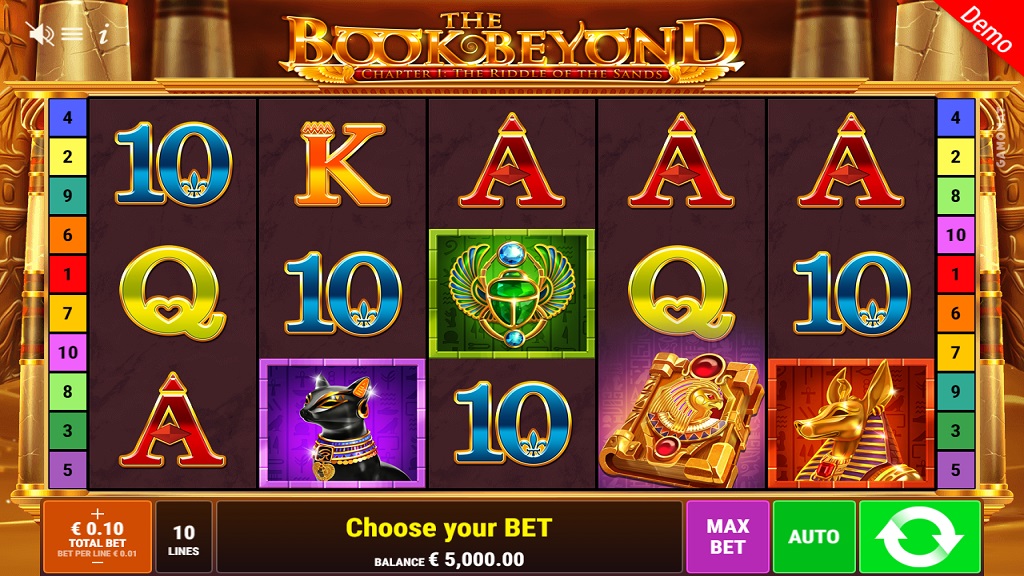 Screenshot of The Book Beyond slot from Gamomat