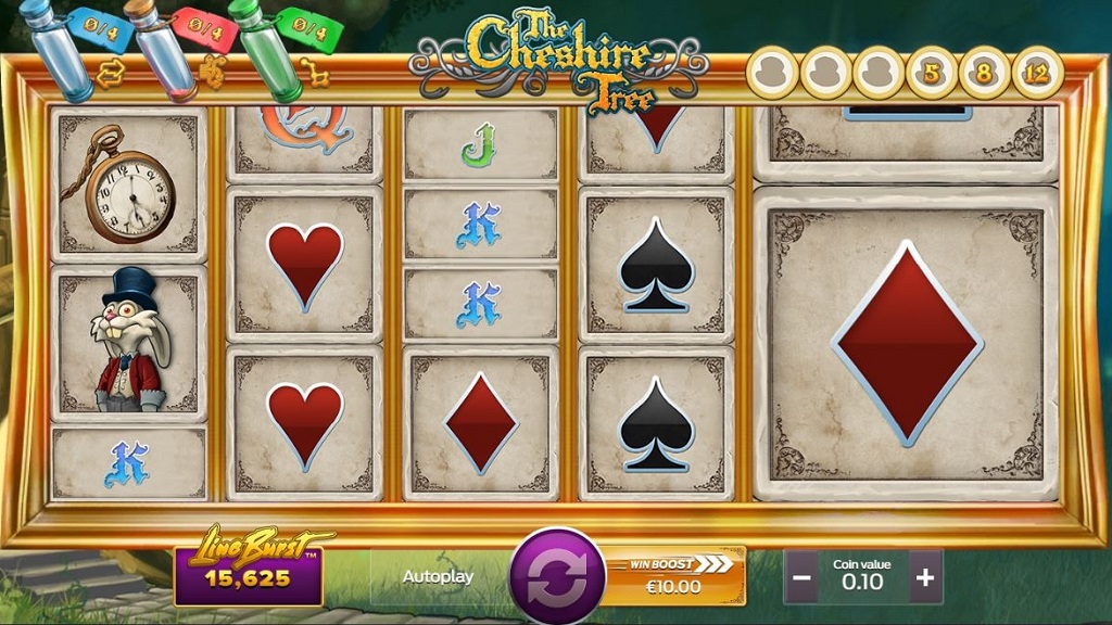 Screenshot of The Cheshire Tree slot from OmiGaming