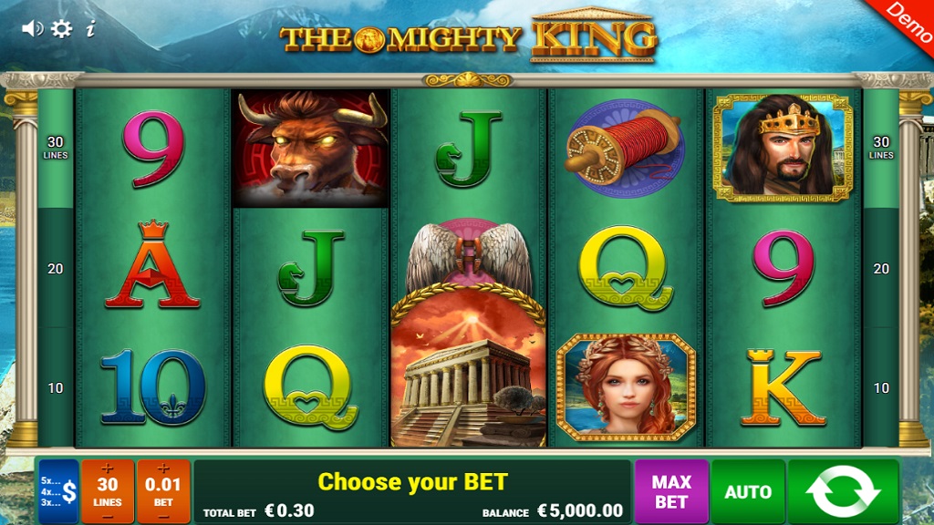 Screenshot of The Mighty King slot from Gamomat