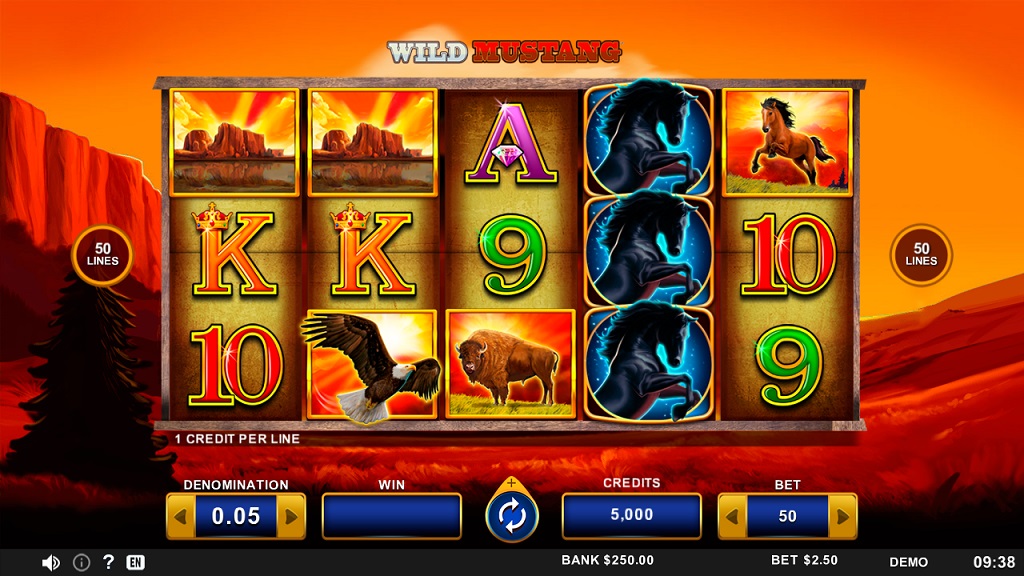 Screenshot of Wild Mustang slot from Zitro