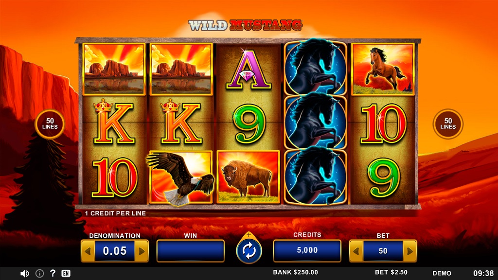 Screenshot of Wild Mustang slot from Zitro