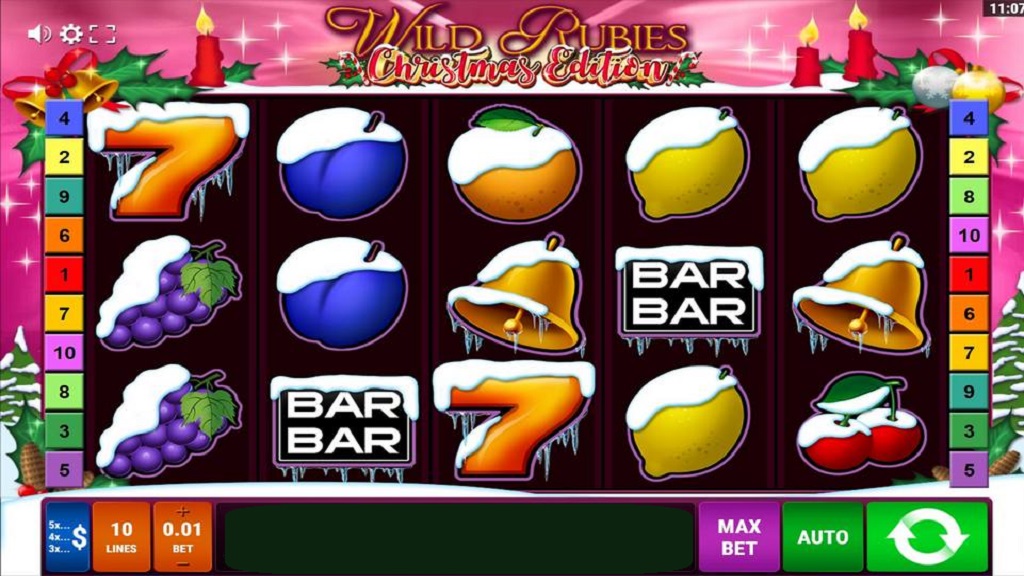 Screenshot of Wild Rubies Christmas Edition slot from Gamomat