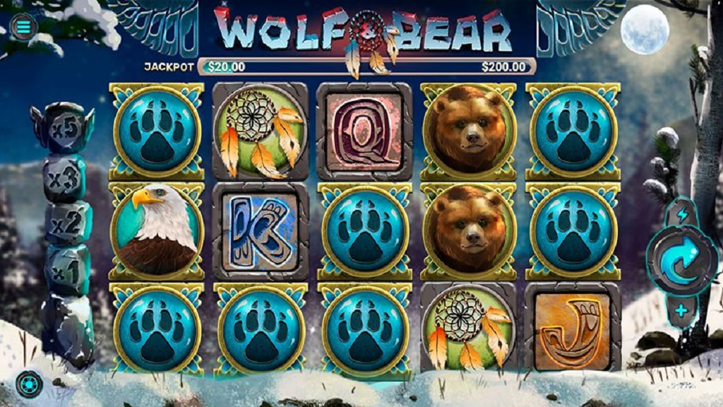Screenshot of Wolf and Bear slot from Mobilots